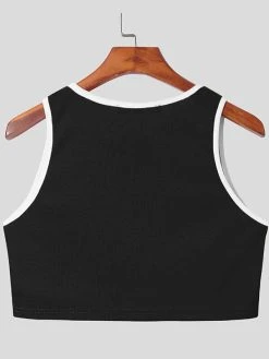 Men Cutout Patchwork Crop Vest -Incerun Shop 62bfecd8 35b3 4184 bbbb 3073b98527bb