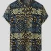 Mens Ethnic Totem Print Cotton Short Sleeve Henley Shirt -Incerun Shop 63363442 a38c 4ff7 9f6c 1598b4dbaf0d