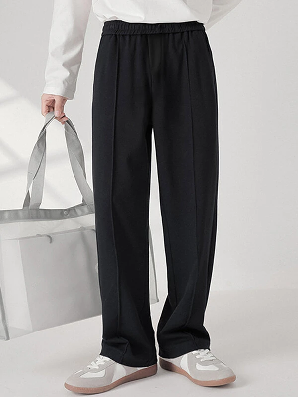 Mens Pleated Solid Casual Straight Pants 4 Mens Pleated Solid Casual Straight Pants - Image 3