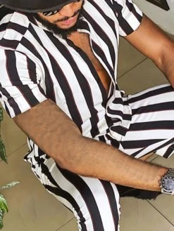 Mens Striped Short Sleeve Shirts Pants Set 14 Mens Striped Short Sleeve Shirts Pants Set -Incerun Shop 63c0b8a5 7105 4730 90aa 6853923aba8d