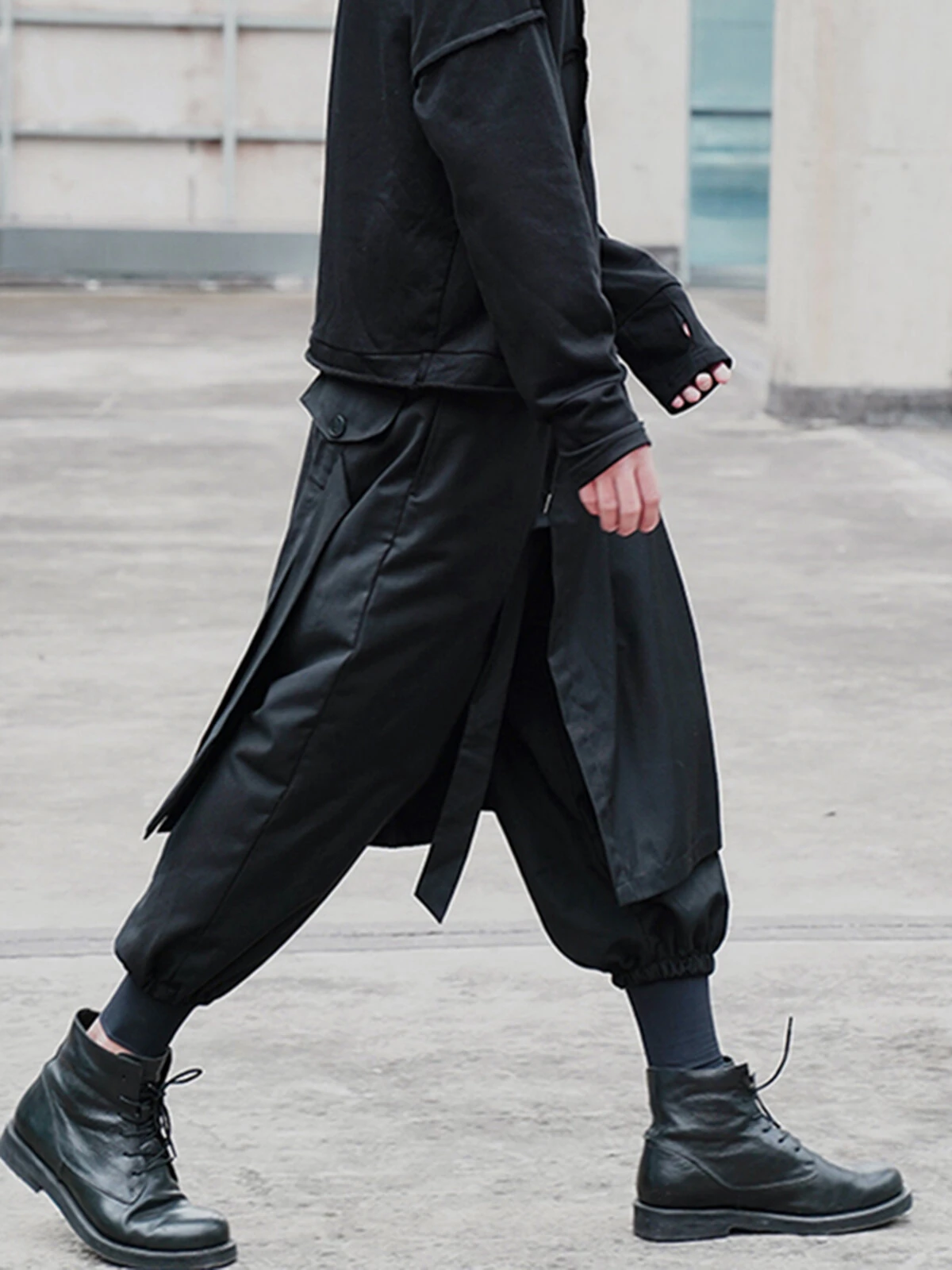 Mens Solid Tie Side Hippie Loose Drawstring Waist Pants 5 Mens Solid Tie Side Hippie Loose Drawstring Waist Pants - Image 3