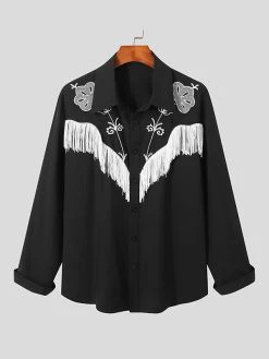 Mens Tassels Embroidered Fringe Long Sleeve Shirt 24 Mens Tassels Embroidered Fringe Long Sleeve Shirt -Incerun Shop 6460891d 11e9 4dd5 a738 3f31b98dc375