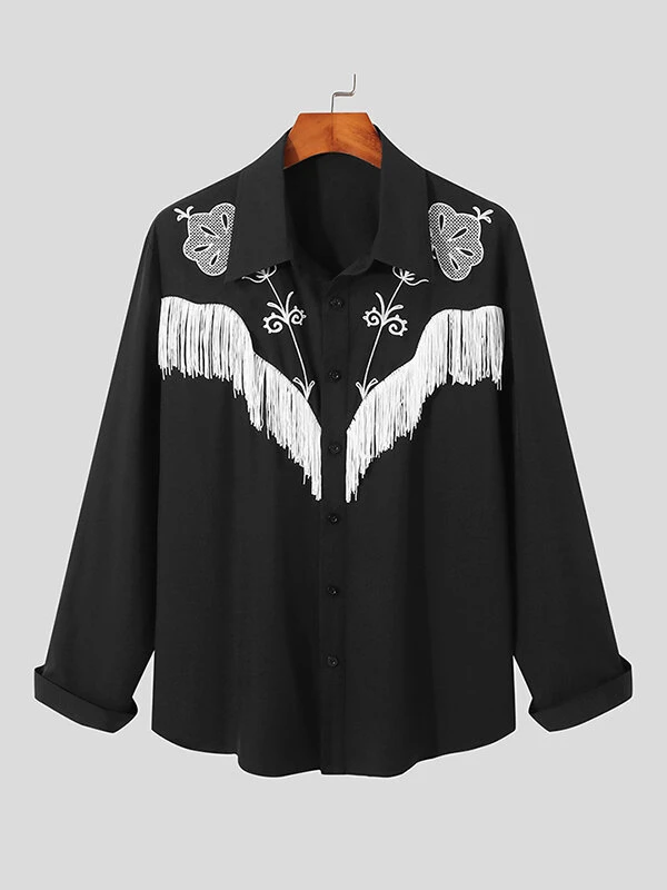 Mens Tassels Embroidered Fringe Long Sleeve Shirt 13 Mens Tassels Embroidered Fringe Long Sleeve Shirt - Image 11