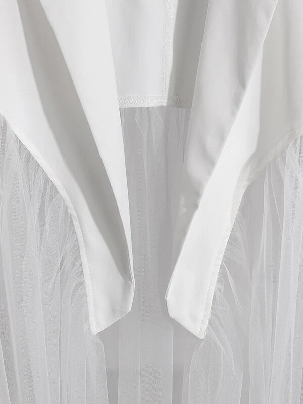 Mens See Through Mesh Patchwork Lapel Long Sleeve Blazer 8 Mens See Through Mesh Patchwork Lapel Long Sleeve Blazer - Image 6