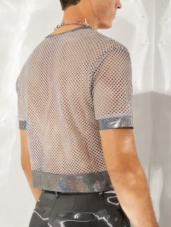 Mens Round Neck Mesh Short Sleeve T-Shirts -Incerun Shop 662cb2ea 5e8e 4eab bd6d 60073bc07992