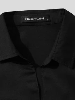 Men Loose Solid Color Long Sleeve Shirt -Incerun Shop 668b6be7 5ce3 456e b413 7dd2a724498f
