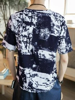 Mens Print Loose V-Neck T-Shirts -Incerun Shop 66c48b22 b20f 4080 90f6 e72f793814b8