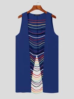 Colored Woven Strip Cutout Vest -Incerun Shop 6779e792 0832 46c2 a248 984921c1ee40