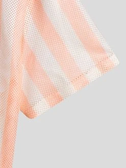 Mens Striped Mesh See Through Short Sleeve Shirt -Incerun Shop 67f9359d 412a 4a47 aa89 207c46160a5d