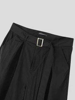 Mens Solid Texture Casual Wide Leg Pants With Belt 16 Mens Solid Texture Casual Wide Leg Pants With Belt -Incerun Shop 684a6a60 086a 439c 8979 5912a48d9c3e