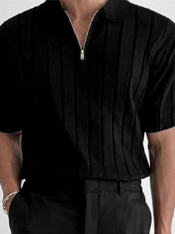 Mens Ribbed Knit Quarter Zip Short Sleeve Golf Shirt 11 Mens Ribbed Knit Quarter Zip Short Sleeve Golf Shirt -Incerun Shop 6854097d 7923 4a1a 87ab 5824a2e9c6af