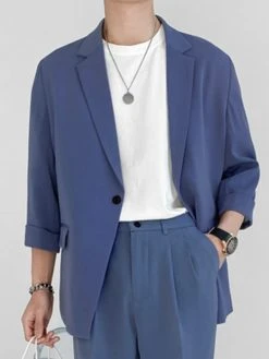 Mens Solid Color Three-quarter Sleeve Blazer 21 Mens Solid Color Three-quarter Sleeve Blazer -Incerun Shop 68e2b18d c19a 4b67 8d07 924d11a410fc