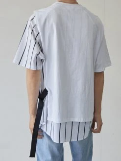 Mens Striped Patchwork Push Buckle Loose T-Shirt -Incerun Shop 69d1550d 3703 46e1 901b 6a911922ccb9