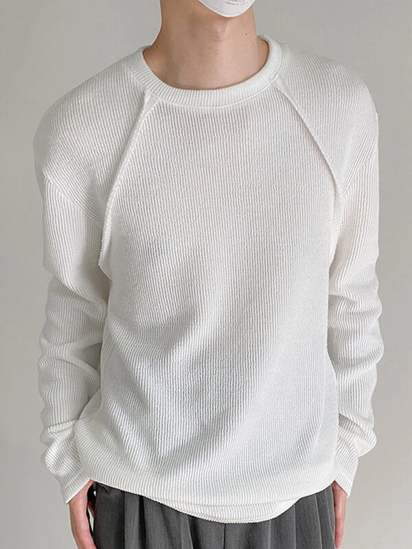 Mens Japan Solid Long Sleeve T-shirt 5 Mens Japan Solid Long Sleeve T-shirt - Image 3