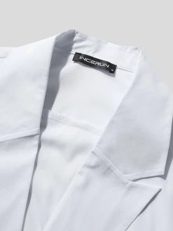 Mens Large Lapel Patchwork Long Sleeve Shirts -Incerun Shop 6a12a4c1 5915 4273 971b 406e37a4a8e2