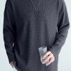 Mens Japan Solid Long Sleeve Slit T-shirt