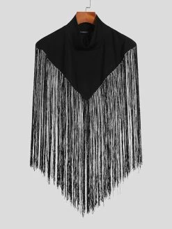 Mens Solid Tassel High Neck Cloak -Incerun Shop 6c4c06f3 17cb 44ca 8a38 7f5acd104424