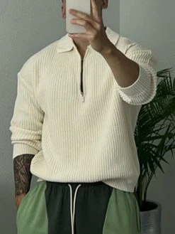 Mens Solid Knit Quarter Zip Long Sleeve Golf Shirt 13 Mens Solid Knit Quarter Zip Long Sleeve Golf Shirt -Incerun Shop 6d0fdd16 1cbd 482f bd8c deed17fbd985