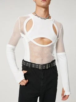 Mens Mesh Patchwork Cutout Long Sleeve T-Shirt -Incerun Shop 6d649d9f ab2e 432d a536 ea5a4c07ddcd