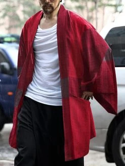 Mens Vintage Obscure Check Loose Cardigan