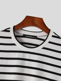 Mens Striped Crew Neck Short Sleeve Casual T-Shirt -Incerun Shop 6e854276 dcfb 4622 adf7 815ddf4a0dad