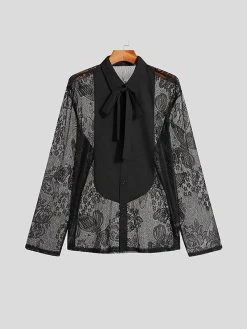 Mens Lace See Through Bowknot Long Sleeve Shirt 19 Mens Lace See Through Bowknot Long Sleeve Shirt -Incerun Shop 6e969b94 b2f9 4816 8237 fd9a52972d12