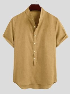 Mens Casual Short Sleeve Button Linen Shirts -Incerun Shop 6f1e6e04 a3c5 4165 8954 dfd66a3e6a8c