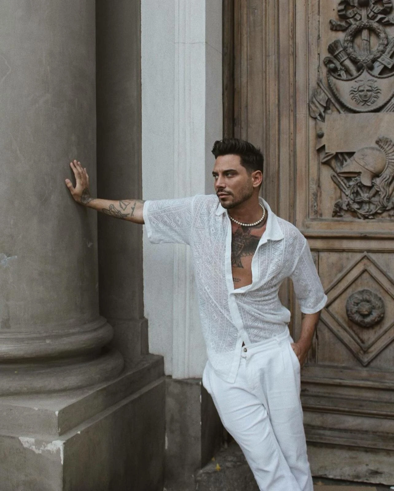 Men's Sexy Hollow Lace Loose Shirts 7 Men's Sexy Hollow Lace Loose Shirts - Image 5