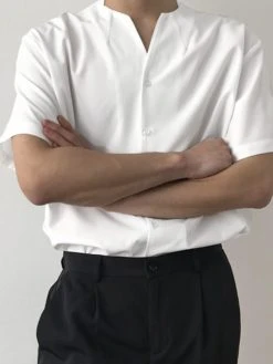 Men V-Neck Short Sleeve Solid Color Shirt -Incerun Shop 70e0395f fa10 480a 9333 5e4ed049be58