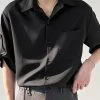 Mens Solid Roll-Up Lapel Collar Shirt 1 Mens Solid Roll-Up Lapel Collar Shirt -Incerun Shop 71322ef3 25e6 4d5e 8a20 52971def0906