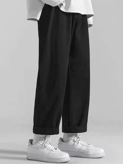 Mens Japan Solid Pocket Loose Casual Pants