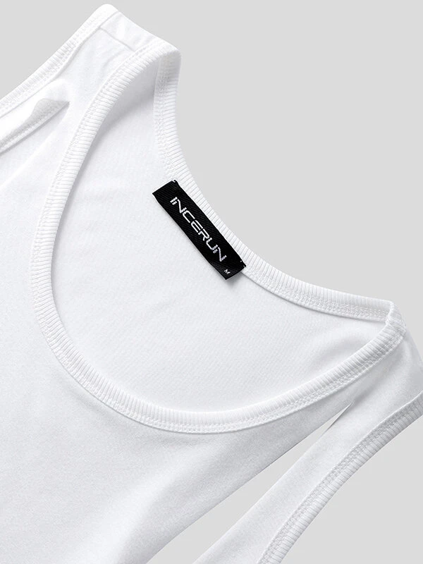 Men Hollow Cutout Shoulder Straps Solid Vest 6 Men Hollow Cutout Shoulder Straps Solid Vest - Image 4