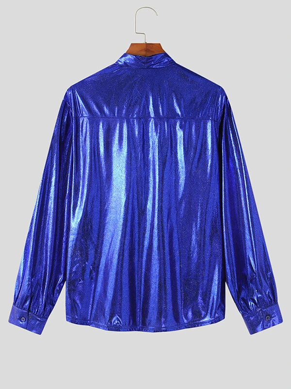 Mens Shiny Metallic Bow Tie Neck Shirt 8 Mens Shiny Metallic Bow Tie Neck Shirt - Image 6