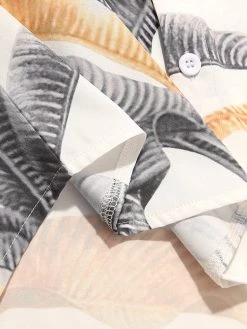 Mens Leaves Print 3/4 Sleeve Stand Collar Shirt -Incerun Shop 72b2e228 02a2 41f5 8704 9e76422a8d2e