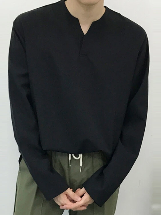 Men V Neck Long Sleeve T-Shirt 3 Men V Neck Long Sleeve T-Shirt