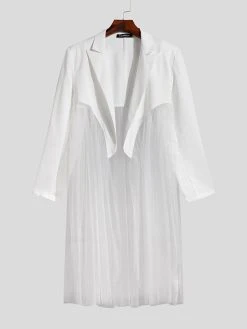 Mens See Through Mesh Patchwork Lapel Long Sleeve Blazer 10 Mens See Through Mesh Patchwork Lapel Long Sleeve Blazer -Incerun Shop 72d5df01 2484 49a2 bf12 e90820b87787