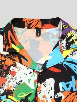 Mens Colorful Print Buttons Short Sleeve Shirts -Incerun Shop 735cda2a df46 431c 9206 1169b9e4c94c