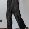 Mens Textured Striped Straight Loose Fit Pants