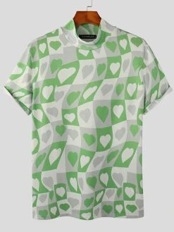 Mens Heart Graphic Half-Collar Short Sleeve T-Shirt 15 Mens Heart Graphic Half-Collar Short Sleeve T-Shirt -Incerun Shop 74205013 29d3 4f84 b14d f97b9f41a5c7