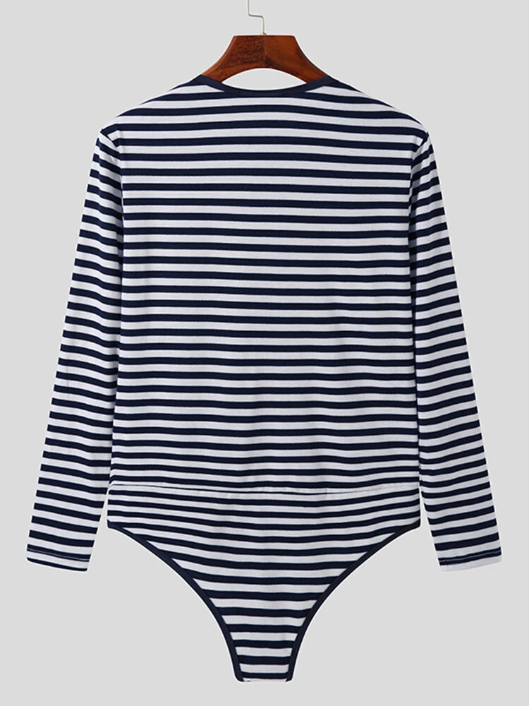 Mens Sexy Striped Zipper Long Sleeve Jumpsuit 12 Mens Sexy Striped Zipper Long Sleeve Jumpsuit - Image 10