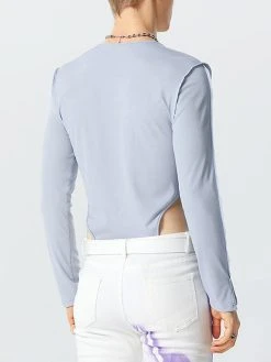 Mens Solid Lace-Up Long Sleeve Bodysuit -Incerun Shop 7551cd5d e9a9 48cb 88a0 837b89d6febe