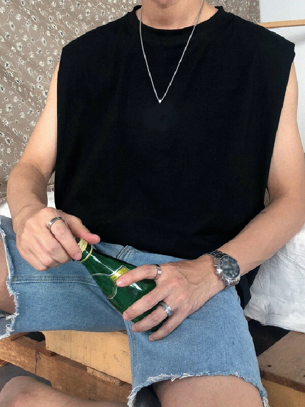 Mens Loose Knit Round Neck Sleeveless Tank 5 Mens Loose Knit Round Neck Sleeveless Tank - Image 3