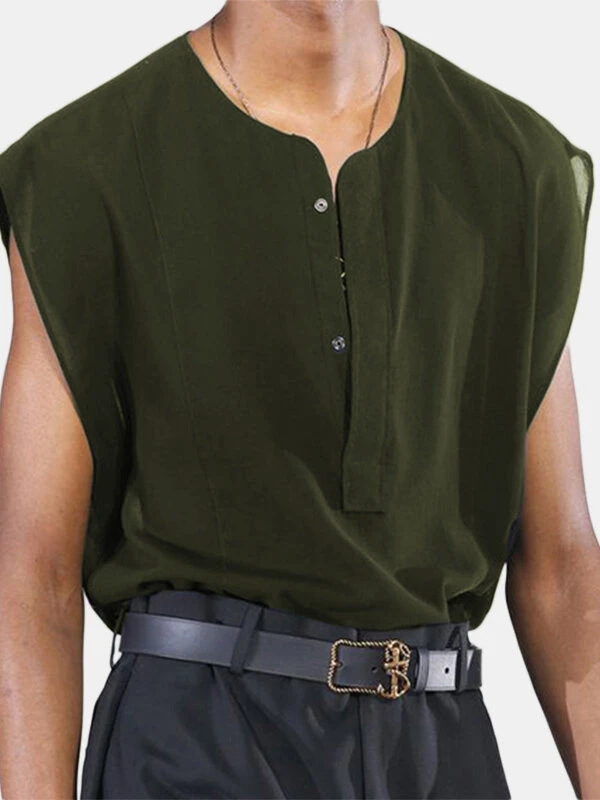 Men Plain Sleeveless Shirt 3 Men Plain Sleeveless Shirt