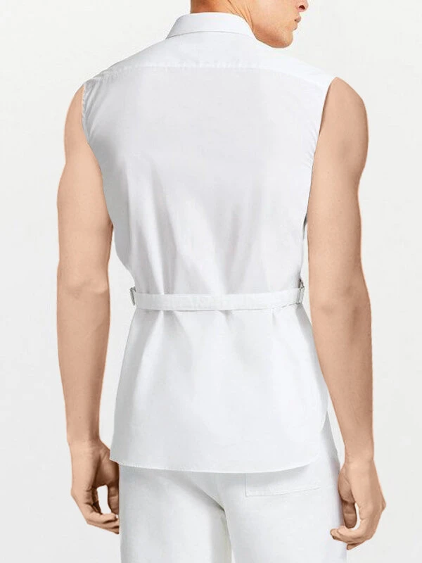 Mens Plain Cutout Sleeveless Shirt 4 Mens Plain Cutout Sleeveless Shirt - Image 2