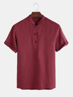 Men Soild Chinese Button V-neck Short Sleeve Henley Shirt 15 Men Soild Chinese Button V-neck Short Sleeve Henley Shirt -Incerun Shop 766cfe98 b39a 4bda b7e6 a3d370782c5c