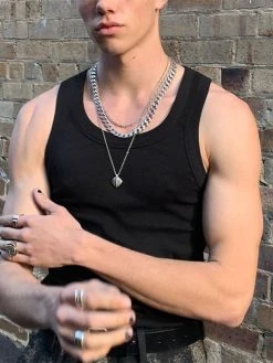 Mens Solid Crew Neck Ribbed Casual Sleeveless Tank -Incerun Shop 770e003e a114 40c5 a726 e7f50ee6726d