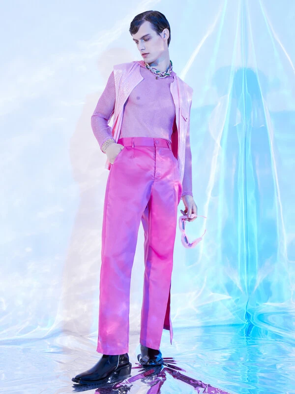 Men Satin Sexy Split Cutout Leg Pants 4 Men Satin Sexy Split Cutout Leg Pants - Image 2