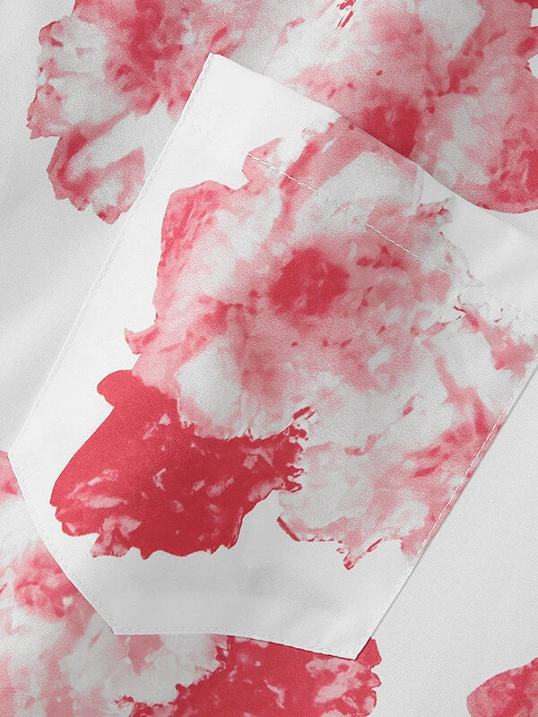 Mens Floral Print Revere Collar Short Sleeve Shirt 8 Mens Floral Print Revere Collar Short Sleeve Shirt - Image 6