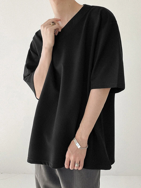 Mens V-neck Solid Color Short Sleeved T-shirt 9 Mens V-neck Solid Color Short Sleeved T-shirt - Image 7