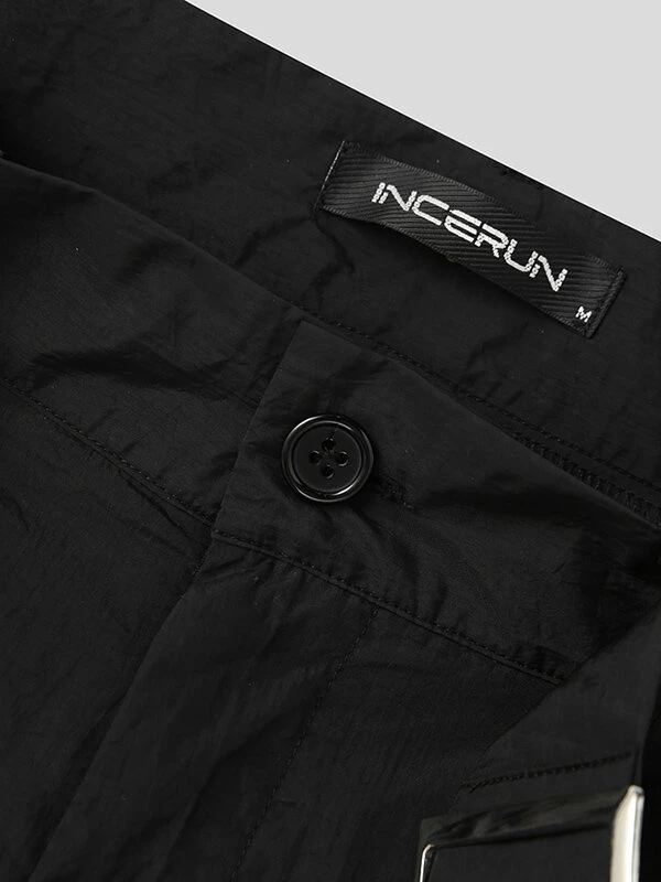 Mens Solid Texture Casual Wide Leg Pants With Belt 9 Mens Solid Texture Casual Wide Leg Pants With Belt - Image 7